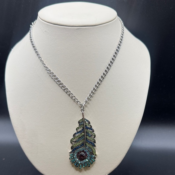 Kirks Folly Jewelry - Kirk’s FollyPeacock Silver and Blue Feather Pendant Necklace